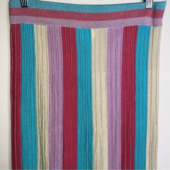 Find Me Now Anthropologie Size Medium Sparkly Colorful Pastel Striped Maxi Skirt - Picture 3 of 13